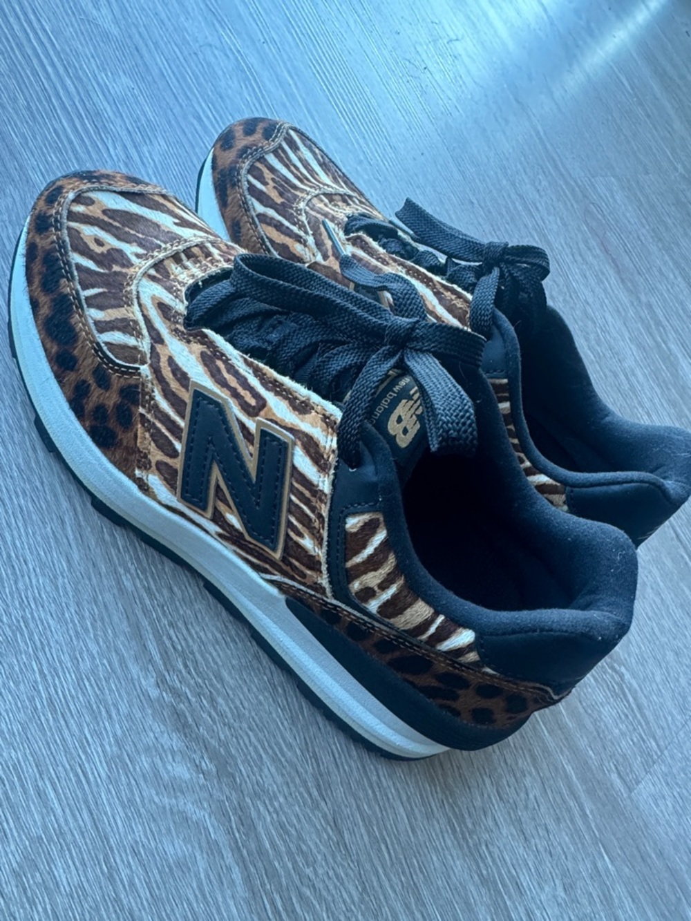New Balance Brown Animal-Print Sneakers